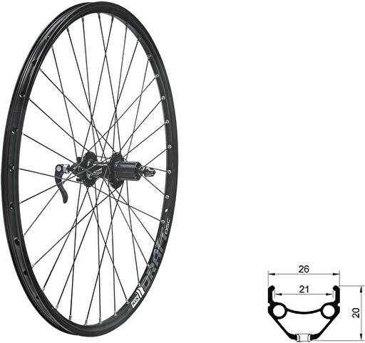 Zapletené kolo zadní KLS DRAFT DSC R, 27,5", black