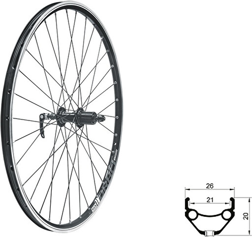 Zapletené kolo zadní KLS DRAFT V-brake R, 28/29", black